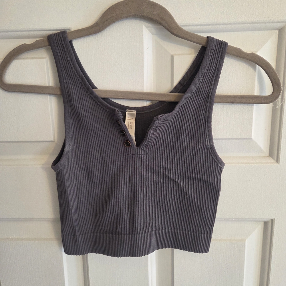By Together Ribbed Crop Top - Gray